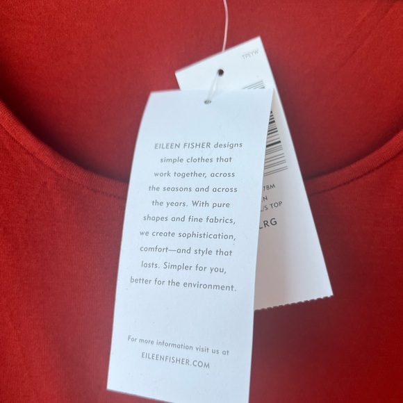 Eileen Fisher Top XL Light Weight Viscose Jersey Round Neck Tunic Red NWT Red - Picture 7 of 12
